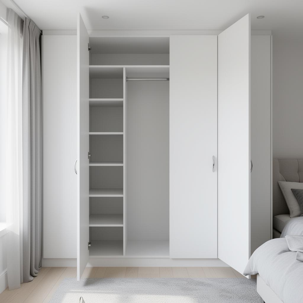 Built-in 2-Door 1.8m — Entry-level — flush flat-panel white, hinged 3D render