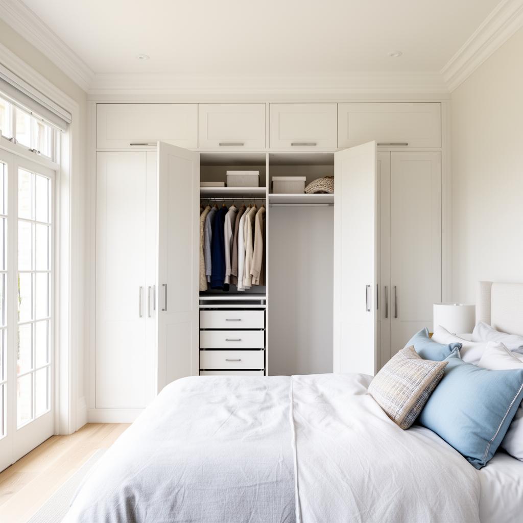 Modern Built-in 2.7m — Modern — flush flat-panel soft white, floor-to-ceiling 3D render